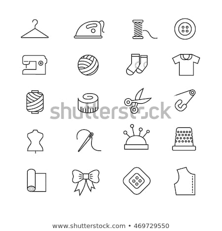 Foto stock: Sewing Tools Flat Thin Line Vector Icons