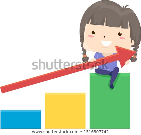 Foto stock: Children Sitting On Bar Chart