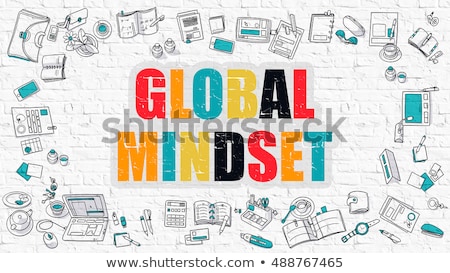 Stock photo: Multicolor Global Management On White Brickwall Doodle Style