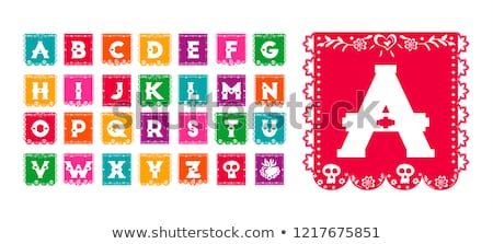 [[stock_photo]]: Mexican Day Of The Dead Paper Flag Alphabet Font