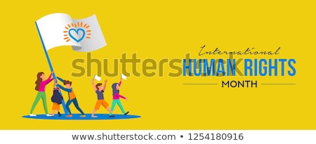 Foto stock: International Human Rights Card Of People Parade