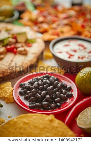 Stock foto: Various Freshly Made Mexican Foods Assortment Placed On Colorful Table