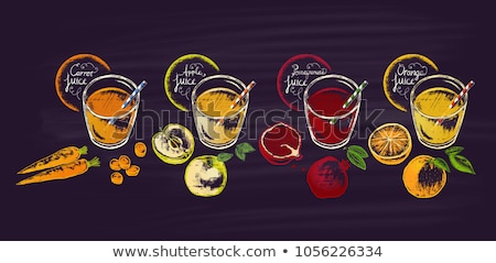 Foto stock: Glasses Of Juices On A Blackboard