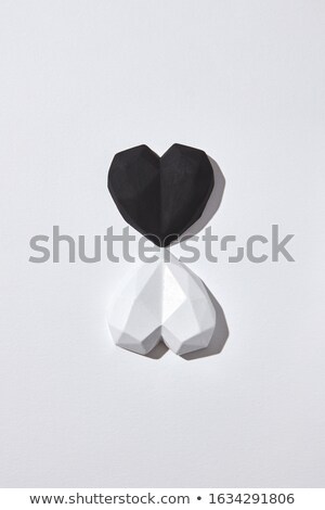 Stock photo: Two Gypsum Hearts Black And White With Shadows