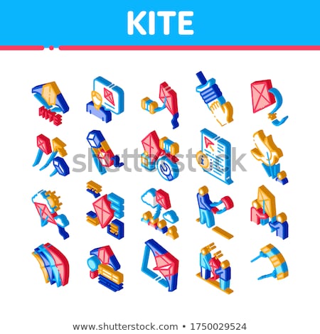 Kite Flying Air Toy Isometric Icons Set Vector Foto stock © pikepicture