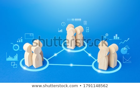 Foto stock: Three Groups Of People Are Connected By Lines Coordination And Knowledge Sharing Outsourcing Busi