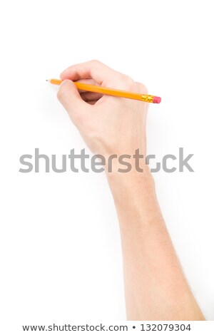 Foto stock: Male Hand With A Pencil Writing Something