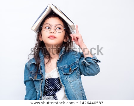 ストックフォト: Young Girl With Glasses Reading A Book Back To School
