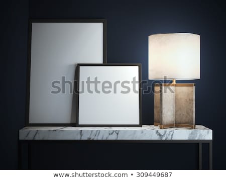Zdjęcia stock: Marble Table With Two Blank Frames 3d Rendering
