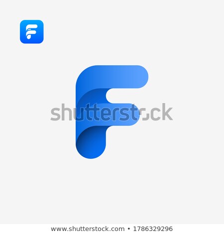 Stockfoto: Layered 3d Blue Icon For Letter F Vector Illustration