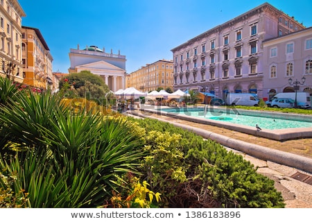 Trieste Piazza Sant Antonio Nuovo Fountain And Church Colorful V Stock photo © xbrchx