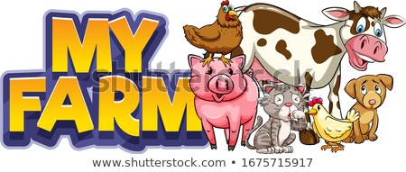 [[stock_photo]]: Set Of Font Design For Farm And Many Farm Animals