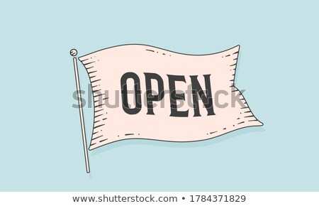 Stockfoto: Open Engraved Flag Old Vintage Trendy Flag With Text Open