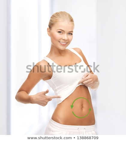 Сток-фото: Woman Pointing At Her Abs