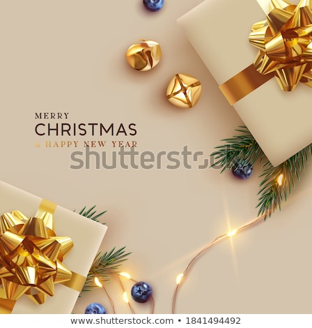 Stok fotoğraf: Beige Background With Christmas Bells Vector