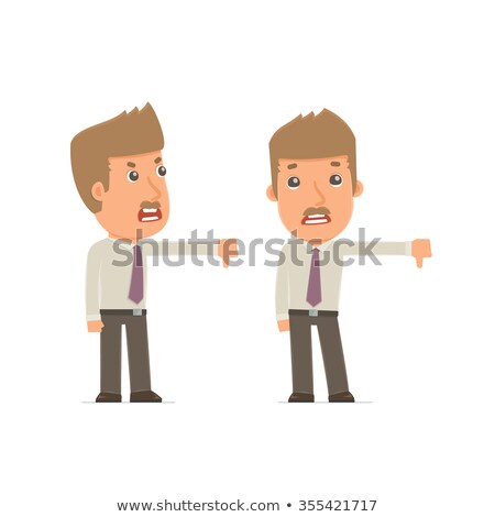 Stock photo: Frustrated And Angry Character Broker Showing Thumb Down As A Sy