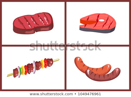 Foto stock: Two Grilled Sausages Vector Illustration Isolated