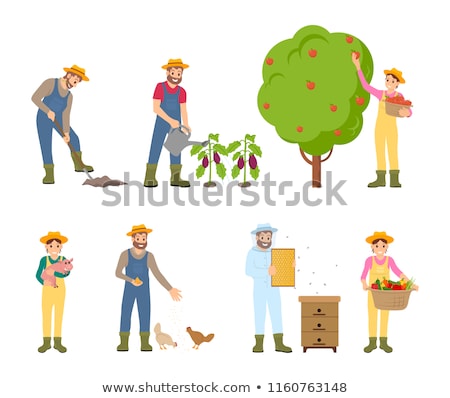 Stock fotó: Beekeeper And Farming Man Vector Illustration