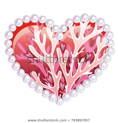 Zdjęcia stock: Beautiful Heart With Ornament Of Sea Inhabitants Corals And Precious Stones Isolated On White Backgr