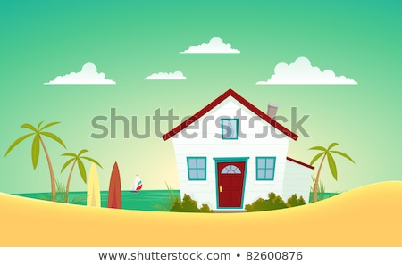 Stok fotoğraf: Beach Houses Behind Dunes