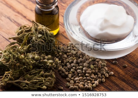 Stockfoto: Cannabis Oinment Natural Product Cosmetic Cream From Natural He