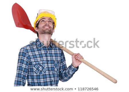 Stock photo: Distracted Builder Holding Shovel