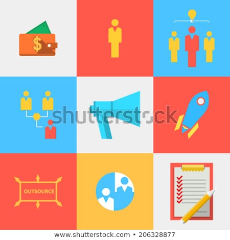 Stockfoto: Flat Icons For Outsourced Process Career Organization