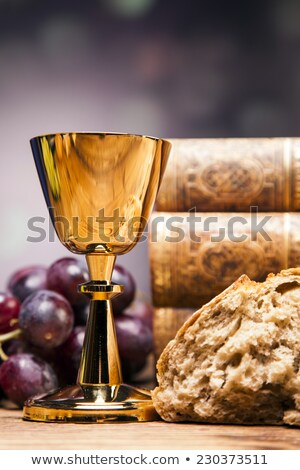 Sacred Objects Bible Bread And Wine Zdjęcia stock © BrunoWeltmann