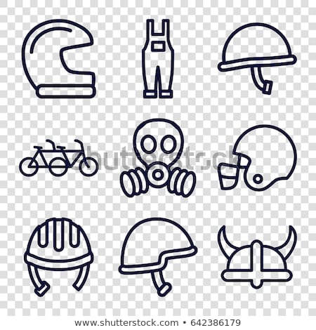 Stock fotó: Set Icons Military Helmets Vector Illustration