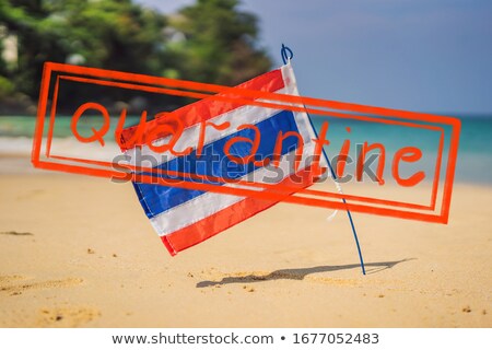 Foto stock: Waving Thailand Flag In The Sunny Blue Sky With Summer Beach Background Vacation Theme Holiday Con