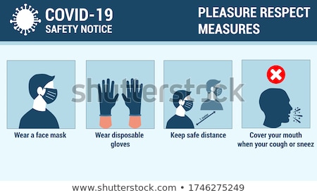 Stockfoto: Covid 19 Prevention Infographic Template - People Keep Safe Distance