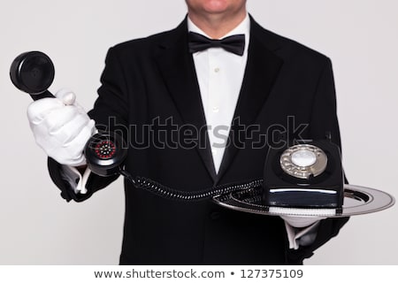 Butler mit Telefon auf Tablett Stock foto © RTimages