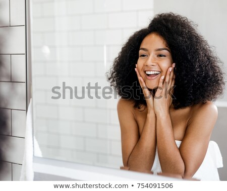 ストックフォト: Happy Beautiful Woman Standing In Towel