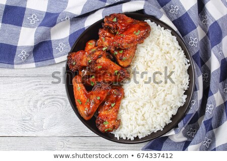 Stock photo: Barbecue Chicken Wings With Rice