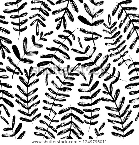 Stock photo: Ink Sketch Of Leaves With White Fill