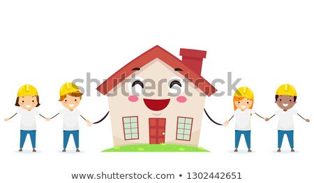 Stock foto: Stickman Kids House Construction Volunteer