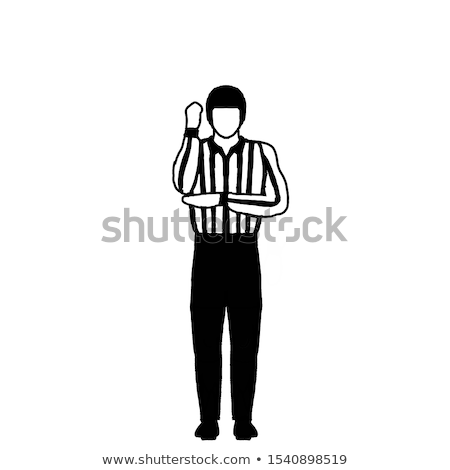 Stockfoto: Ice Hockey Official Or Referee Hand Signal Drawing Black And White