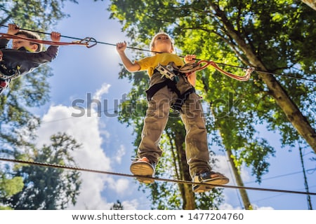 [[stock_photo]]: Two Little Boys In A Rope Park Active Physical Recreation Of The Child In The Fresh Air In The Park