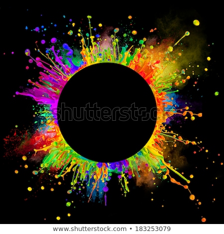 Rainbow Powder Splash In Round Frame On A Black Background [[stock_photo]] © Jag_cz