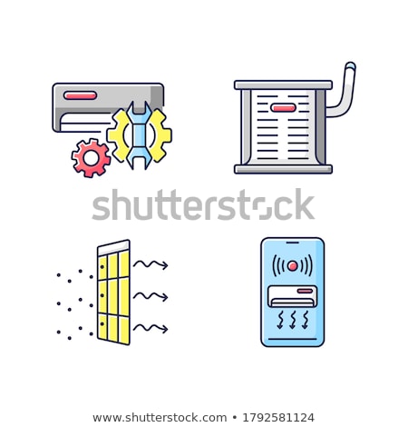 Stock photo: Heating And Conditioning Rgb Color Icons Set