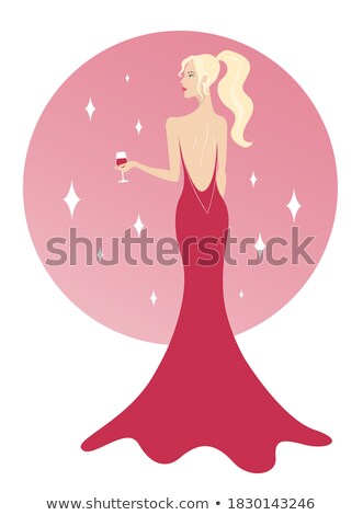 Foto stock: Glamorous Woman Wearing A Red Dress And Earrings