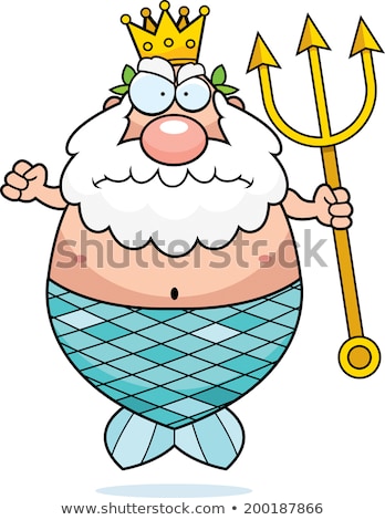 Stock photo: Angry Cartoon Neptune