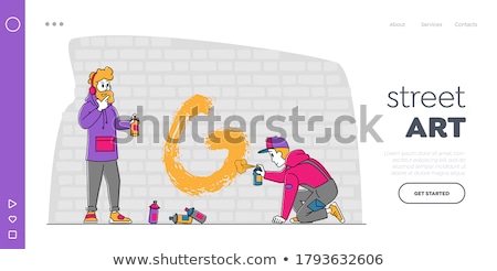 Stok fotoğraf: Graffiti Style Person Illustration Outline