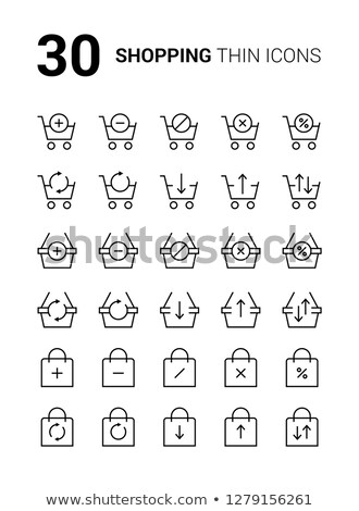 30 Simple Thin Line Icons Set Seamless Shopping Cart Basket And Bag For Web And Mobile Design Сток-фото © karetniy