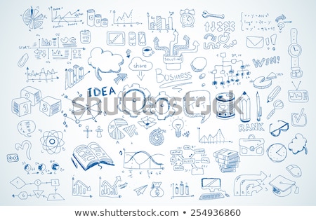 Stok fotoğraf: Business Doodles Sketch Set Infographics Elements Isolated