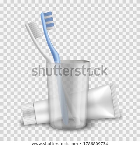 Stock photo: Blue Glass For Toothbrushes