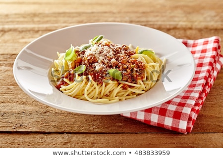 ストックフォト: Pasta Semolina With Tomatoes And Parmesan Cheese