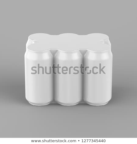 Stok fotoğraf: Package With Six Black Beer Cans 3d Rendering