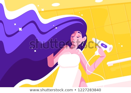 Stock photo: Girl With Amazing Long Hair Blowing Dry