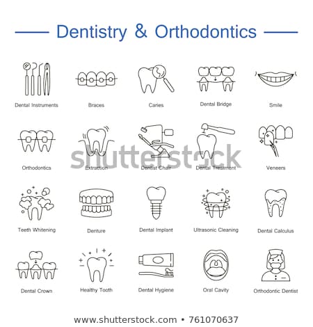 Imagine de stoc: Oral Hygiene Dental Thin Line Vector Icons